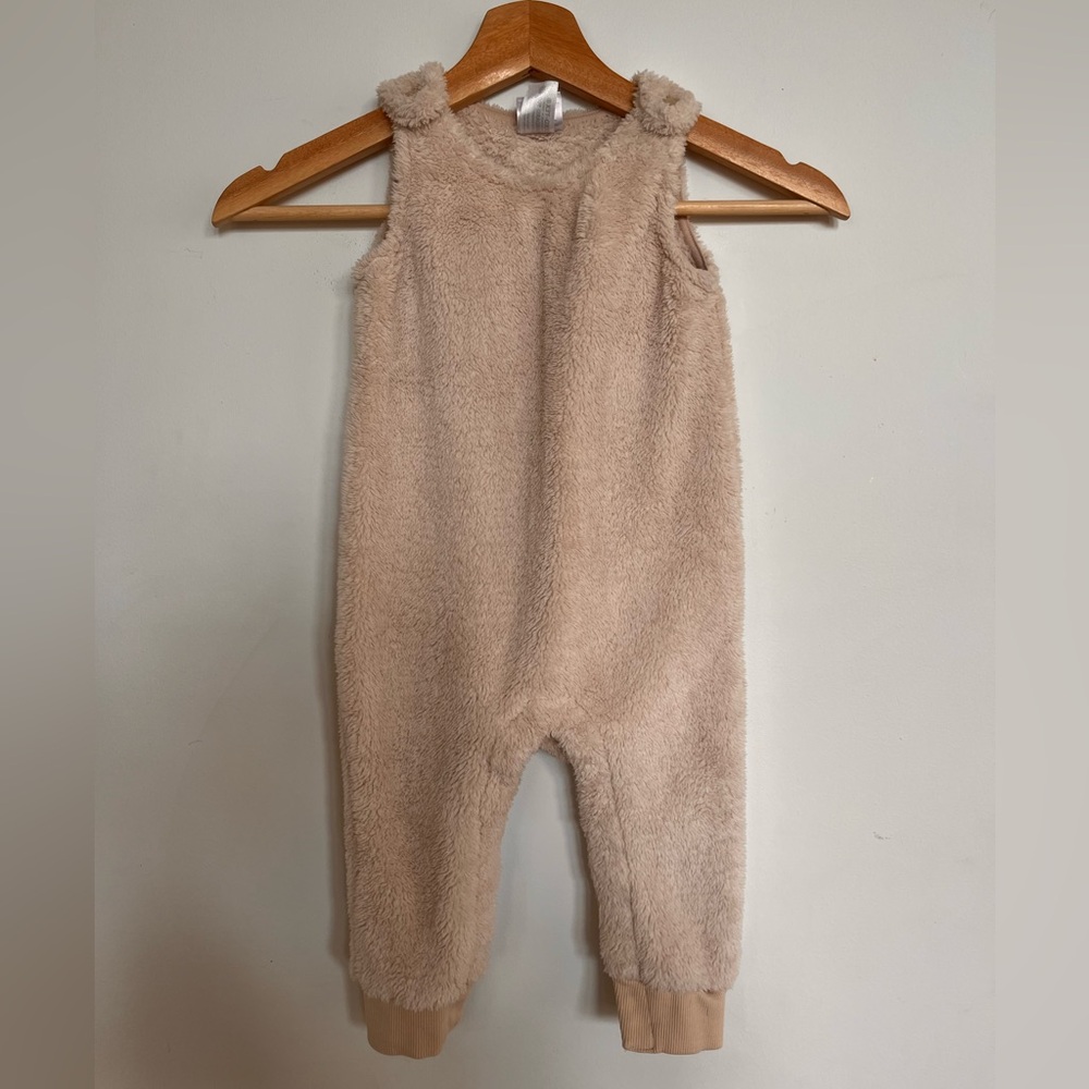 Hanna Anderson Ivory Marshmallow Cozy Overalls Romper sz 2T
